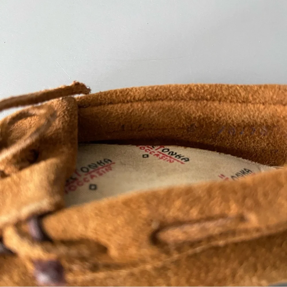 Minnetonka Toddler Leather Vintage Moccasins 6 Brown Slip On Comfort Boho Navajo